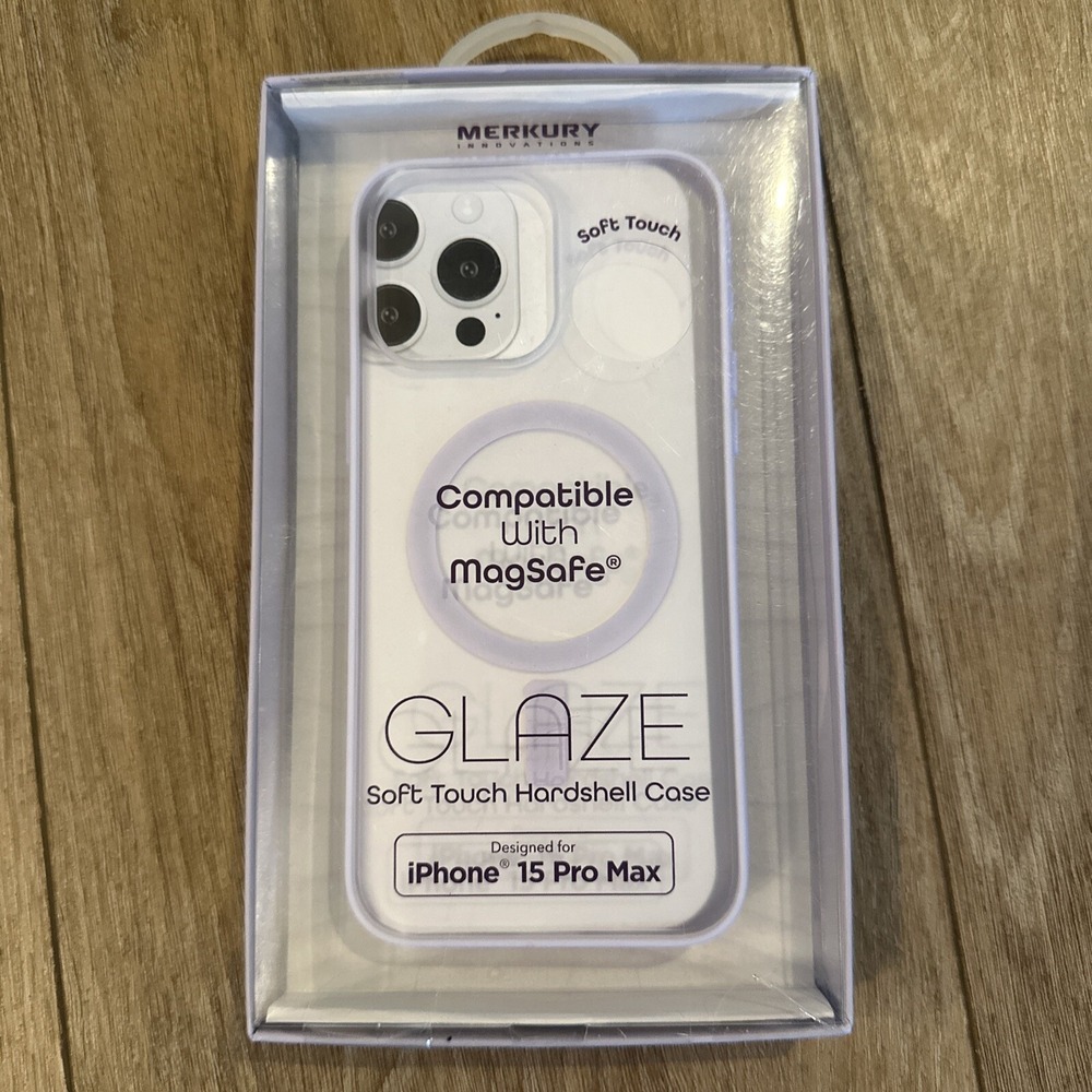 Merkury GLAZE Soft Touch Hardshell Case iPhone 15 Pro Max Light‎ Purple New